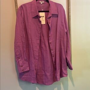 Purple Button-Up linen Shirt